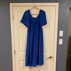 Elegant Royal Blue Maxi Dress with Flutter Sleeves